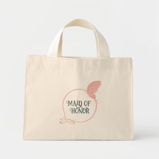 Meid of Honor Art Nouveau Roze Vlinder Mini Tote Bag (Voorkant)