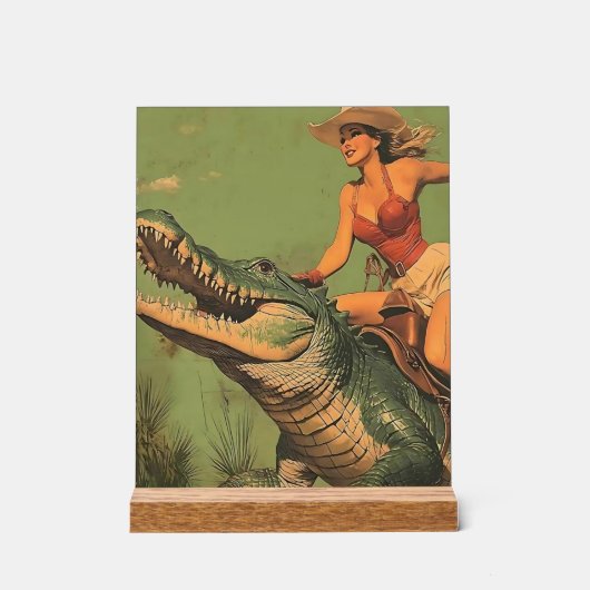 meid Rijdende Alligator Acryl Bord (Voorkant)