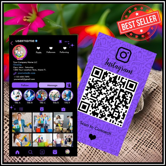 Meid schoonmaak Instagram Paarse | Huishoudelijke  Visitekaartje