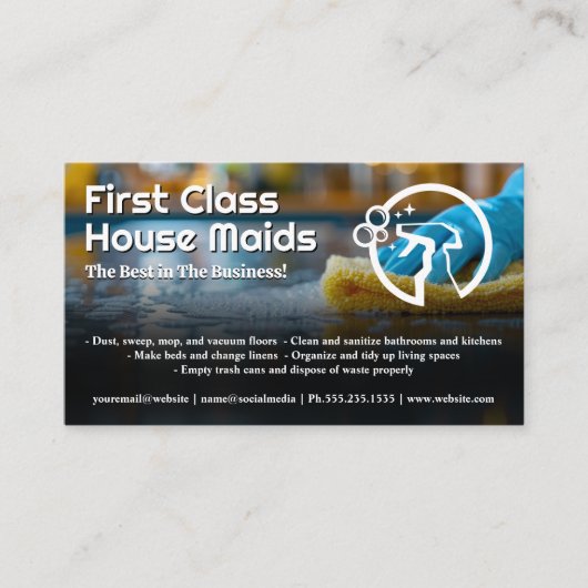 Meid schoonmaken van de keuken visitekaartje (Voorkant)
