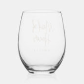 Meid van eer naam elegant script wijnglas zonder voet (Achterkant)