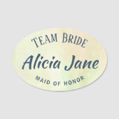 Meid van eer naam gepersonaliseerde team bruid naamplaatje (Voorkant)