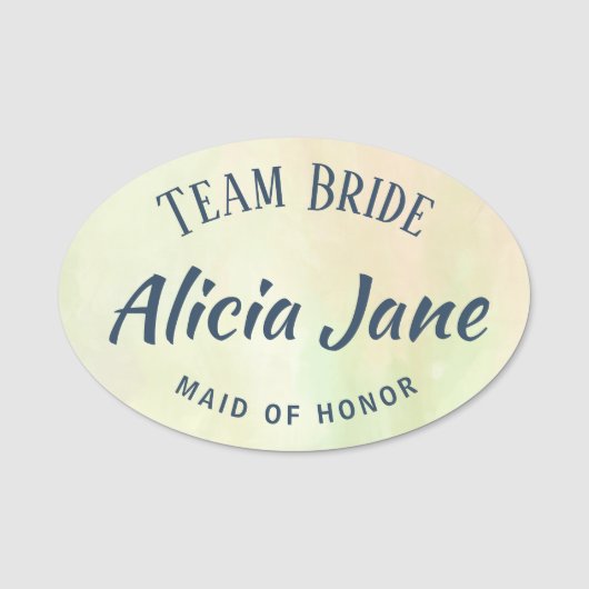 Meid van eer naam gepersonaliseerde team bruid naamplaatje (Voorkant)
