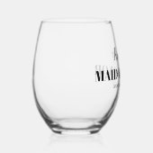 Meid van eer naam zwarte typografie bruiloft wijnglas zonder voet (Rechts)