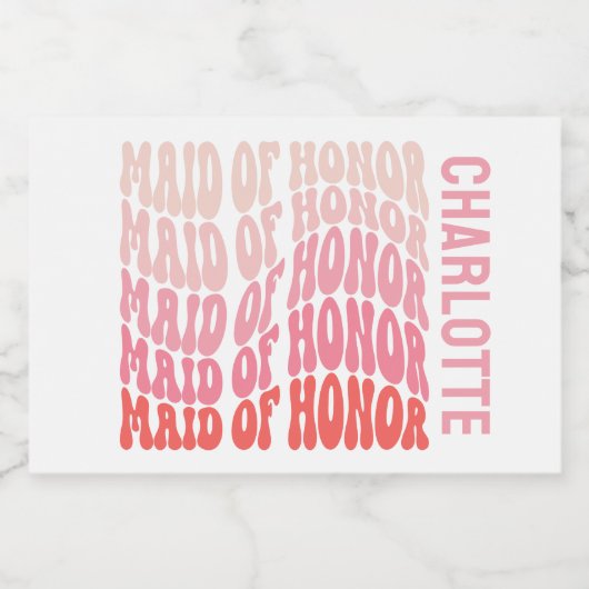 Meid van eerroze moderne girale retro 60's simpele sparkling wijnetiket (Enkel label)