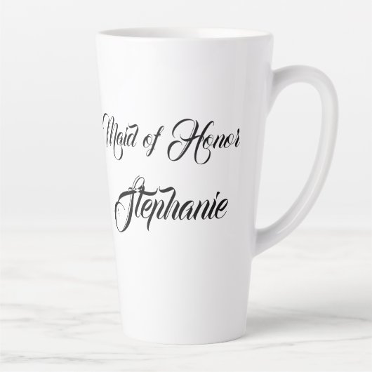 Meid van Honor Black Elegant Script Weddings Latte Mok (Rechts)