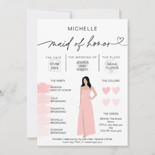 Meid van Honor Info Blush Pink Palette Infographic Kaart (Voorkant)