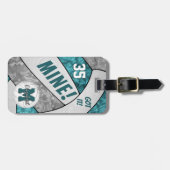 Meiden blauwgroen grijs wit volleybaltas label bagagelabel (Voorkant horizontaal)