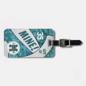 Meiden blauwgroen witte volleybalteamkleuren bagagelabel (Voorkant horizontaal)