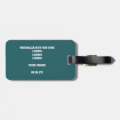 Meiden blauwgroen witte volleybalteamkleuren bagagelabel (Achterkant horizontaal)