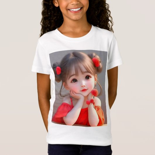 Meiden 'Fine Jersey T-shirt - Schattig Schattige L (Voorkant)