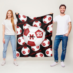 Meiden Ik hou van rode witte zwarte voettekst Fleece Deken