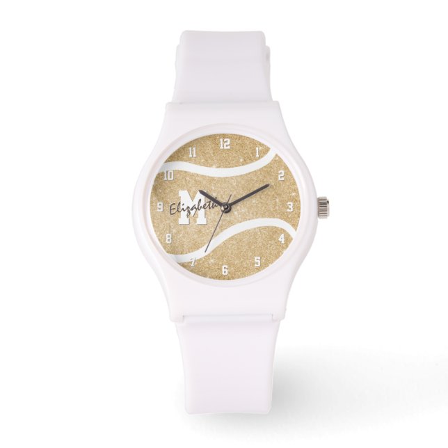 meiden monogrammed gouden tennisspeler horloge (Voorkant)