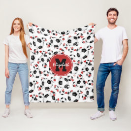 meiden monogrammen van voetballen en harten fleece deken