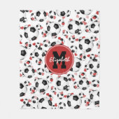 meiden monogrammen van voetballen en harten fleece deken (Voorkant)