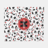 meiden monogrammen van voetballen en harten fleece deken (Voorkant (Horizontaal))