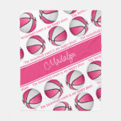 meiden roze witte basketbal hof mijn gelukkige ple fleece deken (Voorkant)