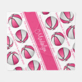 meiden roze witte basketbal hof mijn gelukkige ple fleece deken (Voorkant (Horizontaal))