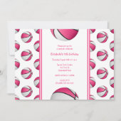 meiden roze witte basketbal verjaardag of teampart kaart (Voorkant)