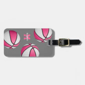 meiden roze witte basketbaltas bagagelabel (Voorkant horizontaal)