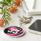 meiden roze zwarte basketbal sleutelhanger met tea (Zijkant)