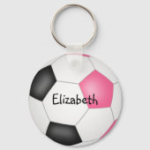 meiden roze zwarte gepersonaliseerde voetbal sleut sleutelhanger (Achterkant)