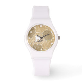 meiden sport monogrammed cadeaus gouden voetbal horloge
