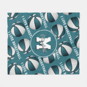 meiden sportdecor Ik hou van basketbal blauwgroen Fleece Deken (Voorkant (Horizontaal))