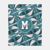 meiden sportdecor Ik hou van basketbal blauwgroen  Fleece Deken (Voorkant)