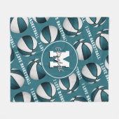 meiden sportdecor Ik hou van basketbal blauwgroen  Fleece Deken (Voorkant (Horizontaal))