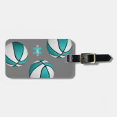 meiden turquoise witte basketbaltas bagagelabel (Voorkant horizontaal)