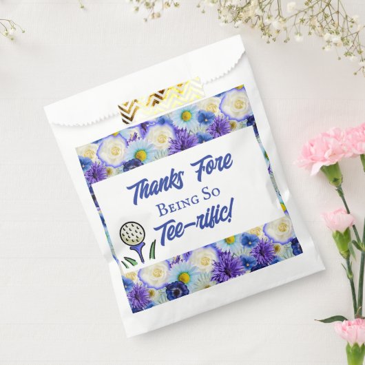 Meidenavakantie Bruidsfeest Golf Blauw Bloemmotief Bedankzakje (Gezegeld)