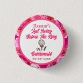 Meidenavakantie Bruidsfeest Golf Roze Bloemen Ronde Button 3,2 Cm (Voorkant)