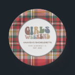 Meidenavakantie Geruite Jurk Meisjes Weekend Retro Papieren Bordje<br><div class="desc">Omarm de geest van de ultieme meidenuitweg met onze Custom Retro Typography Bachelorette Weekend papieren borden! Deze chic en stijlvolle borden dienen een functioneel doel voor een weekendje weg met je favoriete dames. Het bord toont een boeiende vintage-geïnspireerde "Girls Weekend" typografie die perfect de lol en kameraadschap van je speciale...</div>