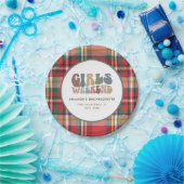 Meidenavakantie Geruite Jurk Retro Meisjes Weekend Papieren Bordje (Feest)