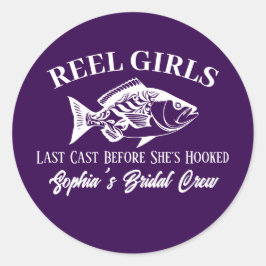 Meidenavakantie Hawaiaanse Visser Stijl Paars Ronde Sticker