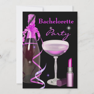 Meidenavakantie Roze Lippenstift Champagne Kaart