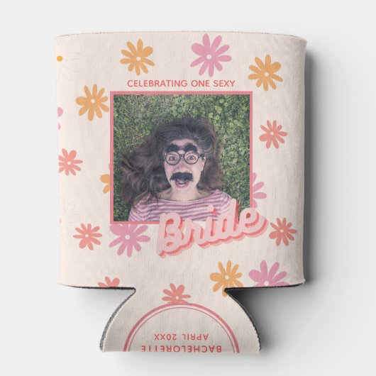 Meidenavakantie Roze Retro Madeliefje Kan Koeler (Achterkant)