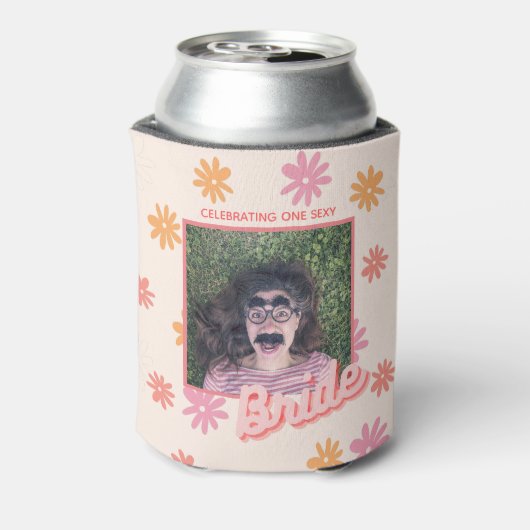 Meidenavakantie Roze Retro Madeliefje Kan Koeler (Blikje Achterkant)