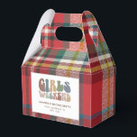 Meidenavakantie Vrijgezellenfeest Meisjes Weekend  Bedankdoosjes<br><div class="desc">Omarm de geest van de ultieme meidenuitstap met onze favorboxen met op maat gemaakte retro-typografie voor een vrijgezellenweekend! Deze chic en stijlvolle favorboxen dienen als een perfect aandenken aan een onvergetelijke uitstap met je favoriete dames. De voorkant van de doos toont een boeiende vintage-geïnspireerde "Meidenweekend" typografie die perfect de lol...</div>