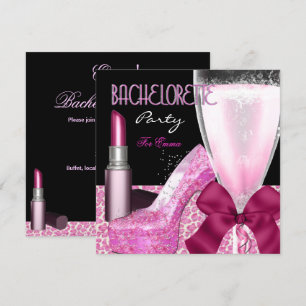 Meidenavakfeest Lipstick Roze Champagne Kaart
