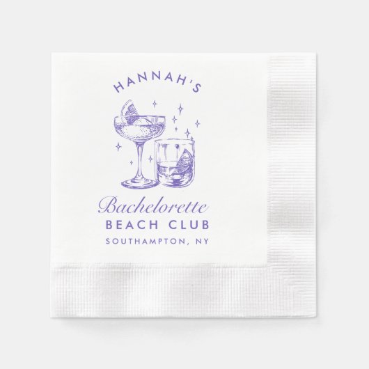 Meidenavakfeest Retro Cocktail Paarse Bruid Servet (Voorkant)