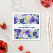 Meidenavond Bruidsfeest Borrel Golf Blauw Bloemmot Servet (Insitu)