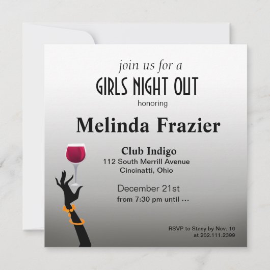 Meidenavond Cocktailevenement Kaart (Achterkant)