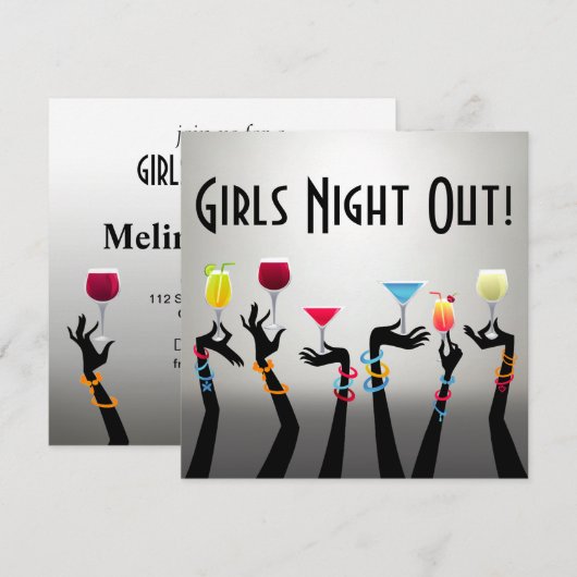 Meidenavond Cocktaillparty Kaart (Voorkant / Achterkant)