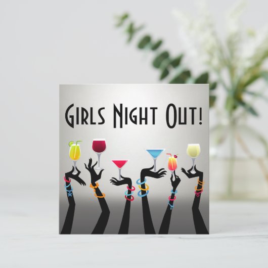 Meidenavond Cocktaillparty Kaart (Staand voorkant)