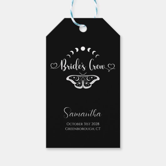 Meidenavond gepersonaliseerd hemels gotisch cadeaulabel (Voorkant)