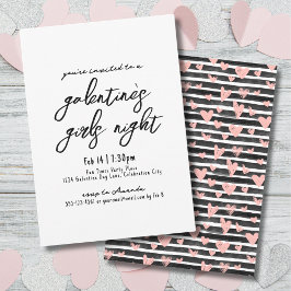 Meidenavond Handgeschreven Harten Galentine's Dag Kaart