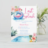 Meidenavond 'Last Splash Flamingo' Kaart (Staand voorkant)