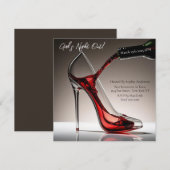 Meidenavond-Out-Stiletto met wijn Kaart (Voorkant / Achterkant)
